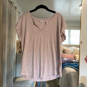 Light Pink V Neck T Shirt